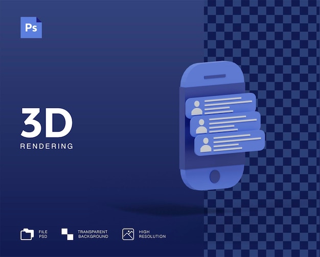 3D chat on phone screen illustration