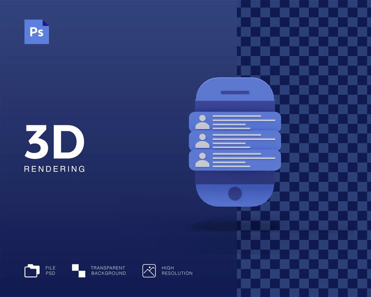PSD 3d chat on phone screen illustration