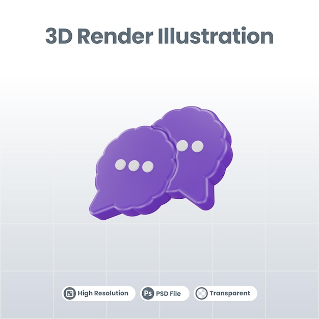 3d-chatballonbericht spraakdialoogpictogram of communicatietype talk en illustratie plat ontwerp