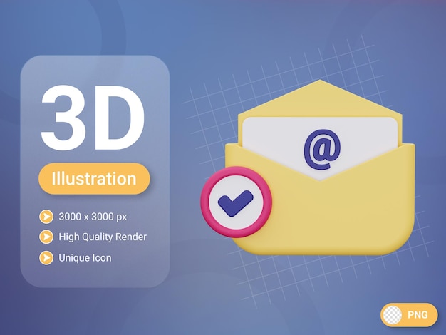 PSD 3d check mail icon