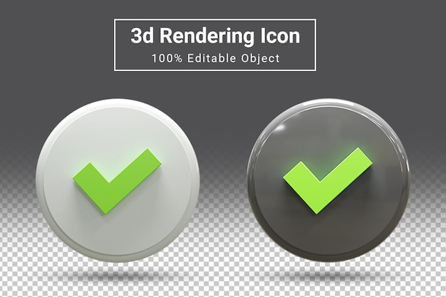 3d Check mark sign icon approved sign rendering icon