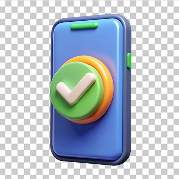 PSD 3d checking process icon on phone approved icon easy pay or update concept synchronize icon trendy and modern vector in 3d style