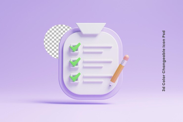 PSD 3d checklist clipboard concept icon or 3d to do list concept icon