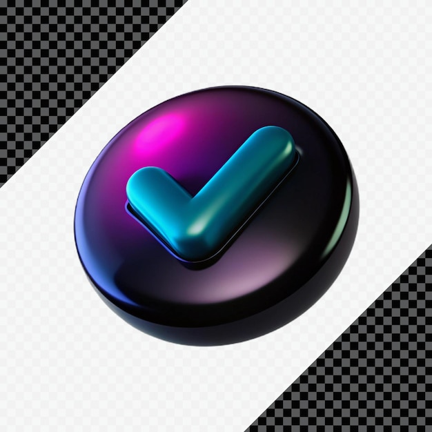 3D Checkmark Icon Glossy Blue and Black