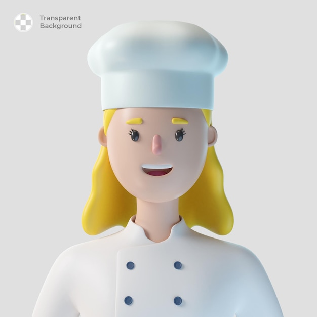3d аватар персонажа мультфильма шеф-повара, изолированный в 3d-рендеринге