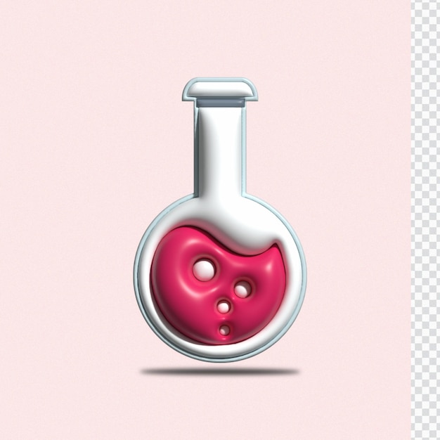 3d chemical flask icon