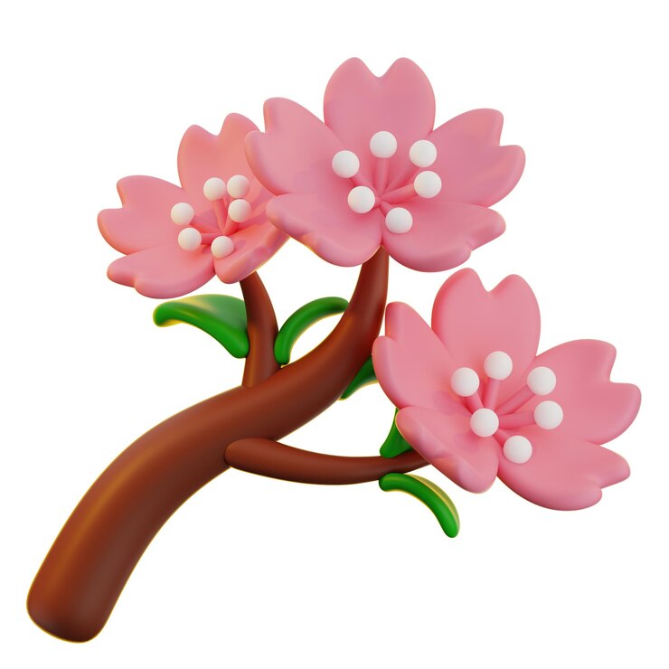 PSD 3d 체리 꽃 가지