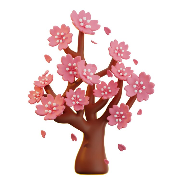 PSD 3d 체리 꽃 나무