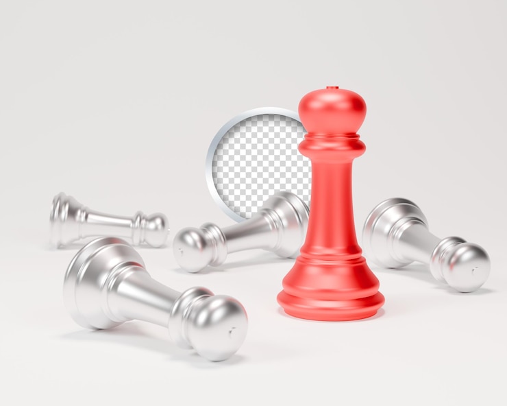 PSD 3d chess piece icons with grey background