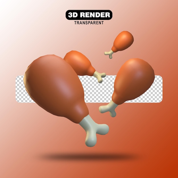 PSD 3d куриные голени мультяшный значок иллюстрации больше
