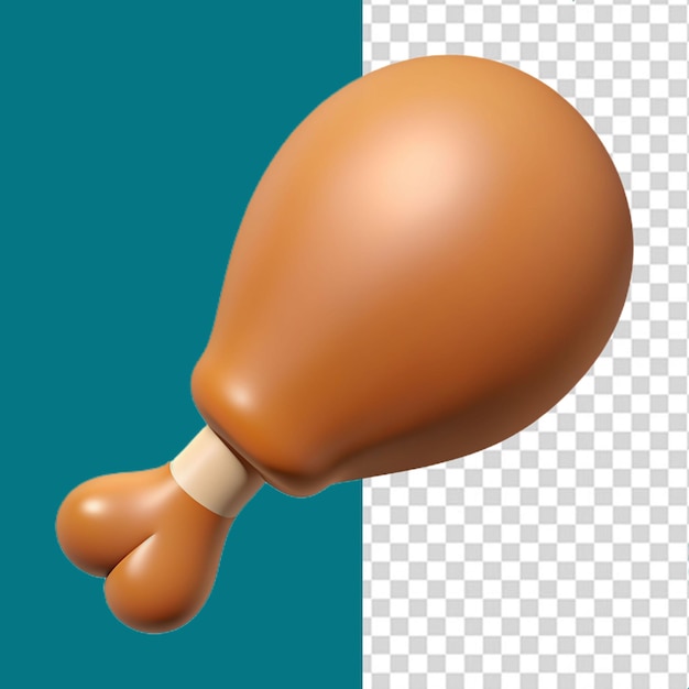 3d chickens leg icon on transparent background