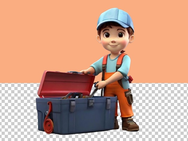 PSD 3d child with tool box