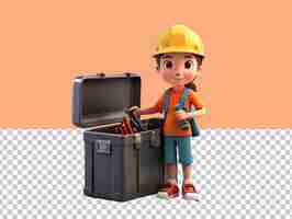 PSD 3d child with tool box