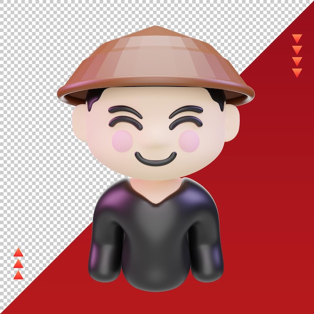 PSD 3d chinees nieuwjaar chinese man pictogram rendering vooraanzicht