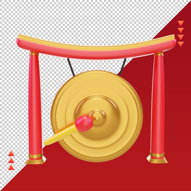 3d chinees nieuwjaar gong pictogram rendering vooraanzicht