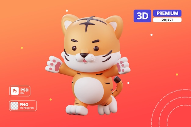 3D Chinees Nieuwjaar mascotte tijger met transparante achtergrond