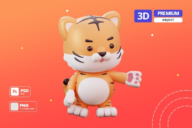 3D Chinees Nieuwjaar mascotte tijger met transparante achtergrond