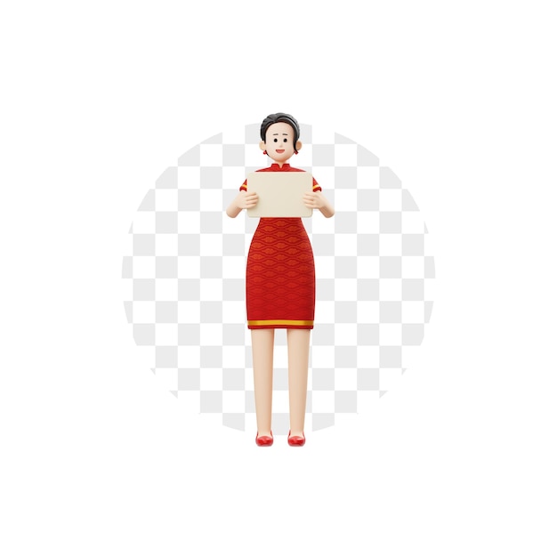 3D Chinees Nieuwjaar vrouw karakter bedrijf Board