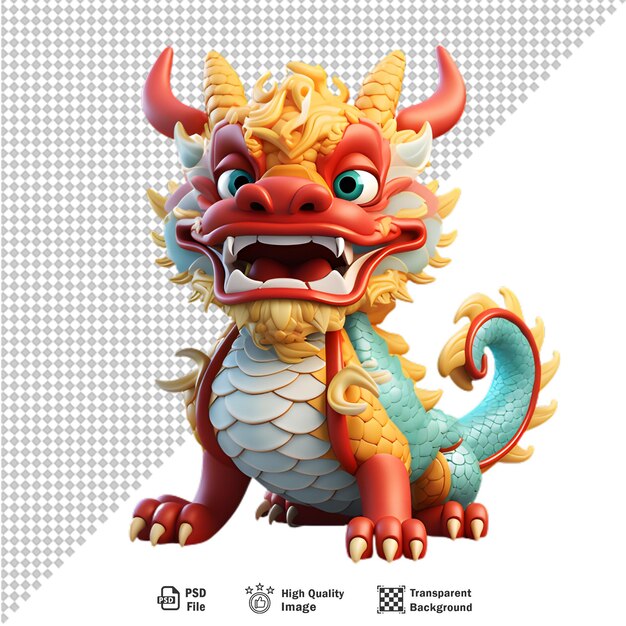 PSD 3d chinese dragon on transparent background