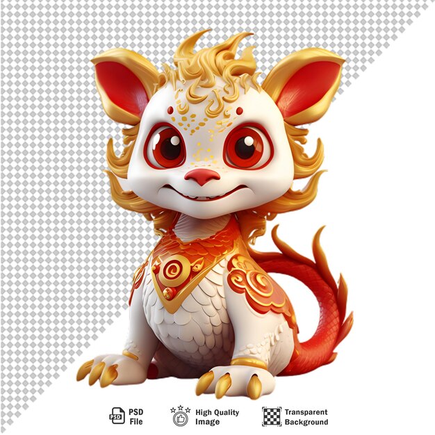 PSD 3d chinese dragon on transparent background