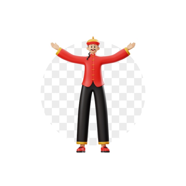 PSD 3d chinese man character gelukkige illustratie