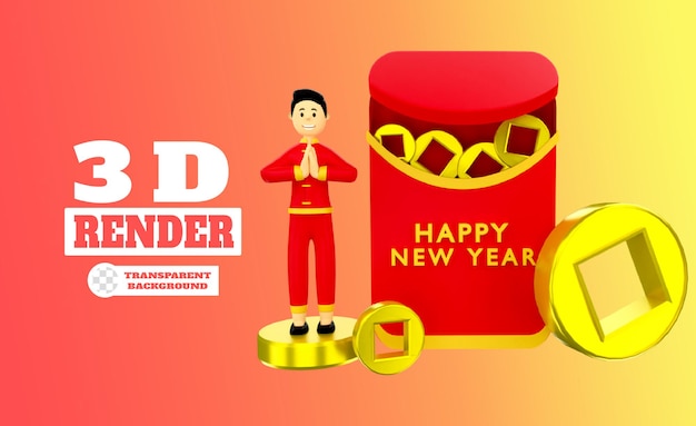 PSD 3d chinese new year character  greeting