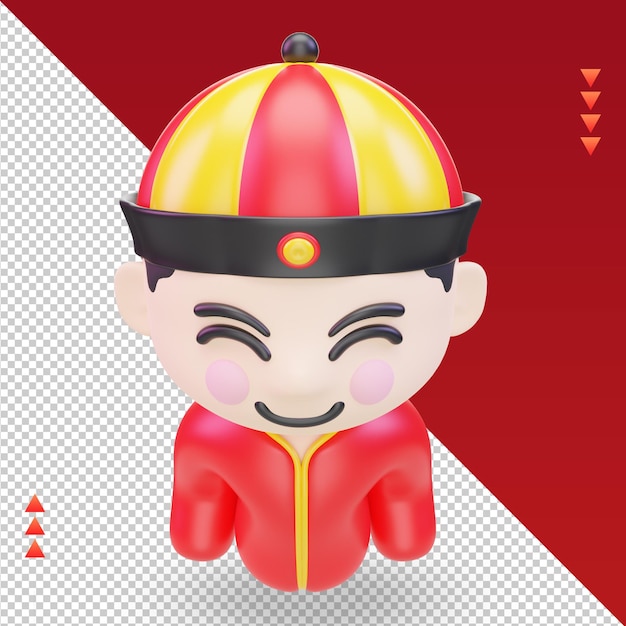 3D 中國新年中國男孩圖像渲染