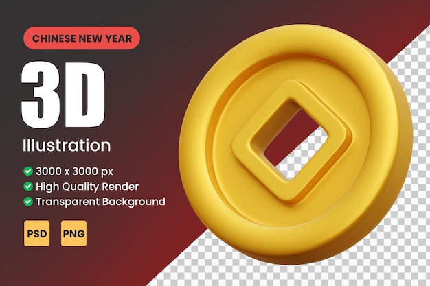 3d chinese new year coin illustration