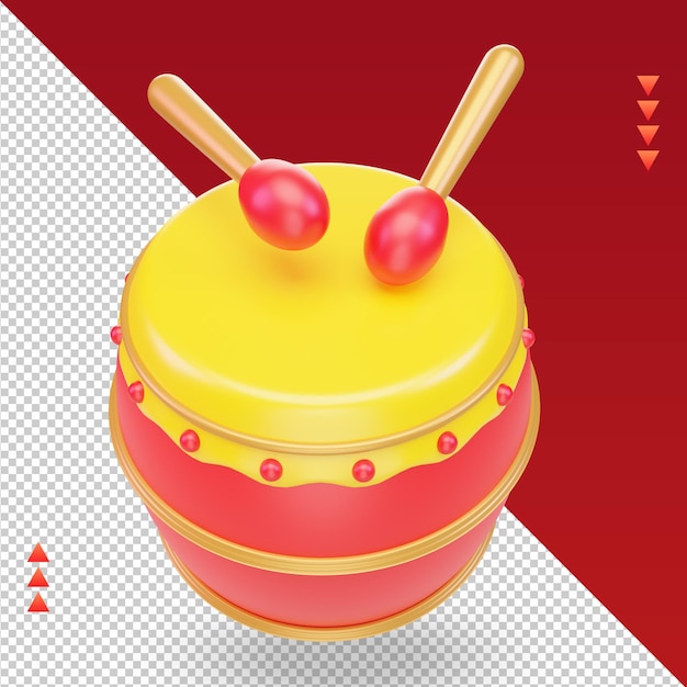 PSD 3d chinese new year drum icon rendering top view