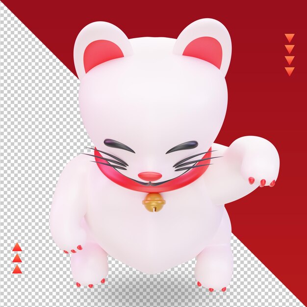 3d chinese new year Lucky Cat icon rendering Top view