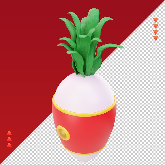 3d chinese new year radish icon rendering right view