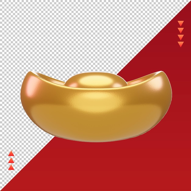 PSD 3d chinese new year sycee icon rendering front view