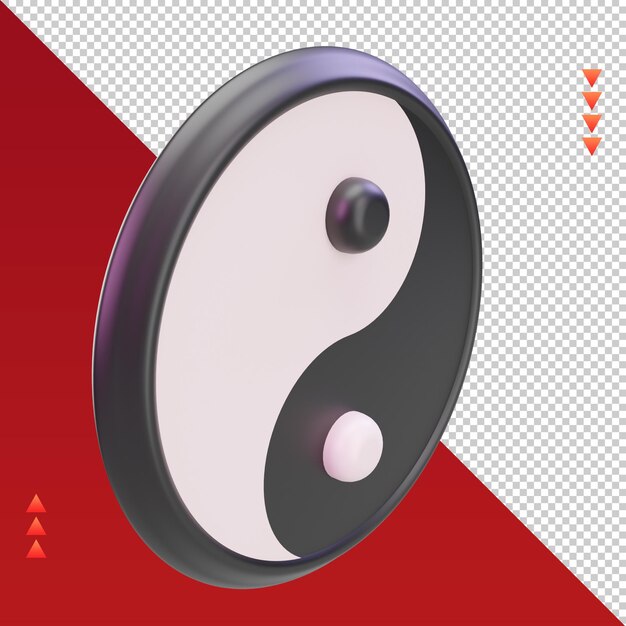 PSD 3d chinese new year yin yang icon rendering left view