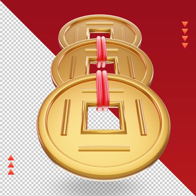 3d chinese new year yuan icon rendering top view