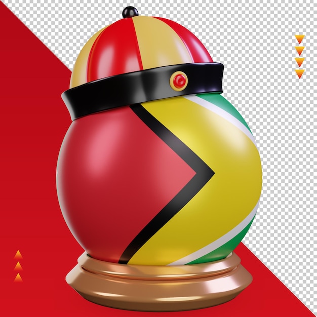 PSD 3d chinese newyear guyana flag rendering left view