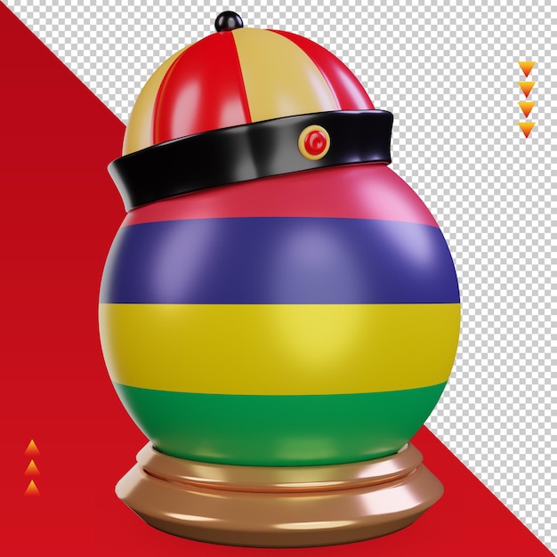 PSD 3d chinese newyear mauritius flag rendering left view