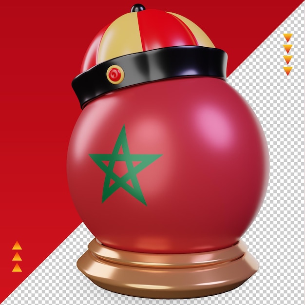 PSD 3d capodanno cinese bandiera marocchina rendering vista giusta