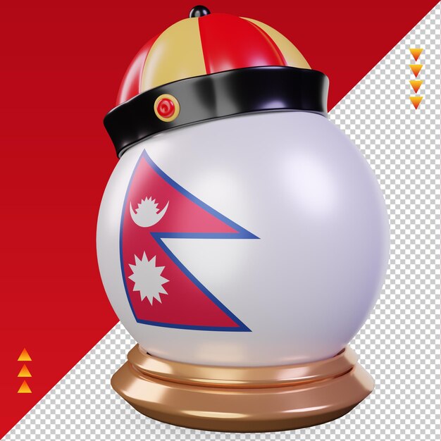 PSD 3d 중국 설날 네팔 국기 렌더링 오른쪽보기