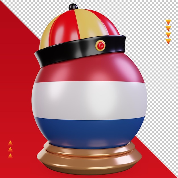 3d 중국 설날 네덜란드 국기 렌더링 왼쪽 보기