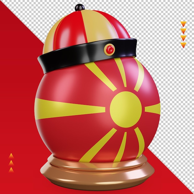 3d chinese newyear north macedonia flag rendering left view