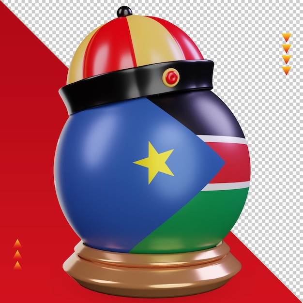 3d chinese newyear south sudan flag rendering left view