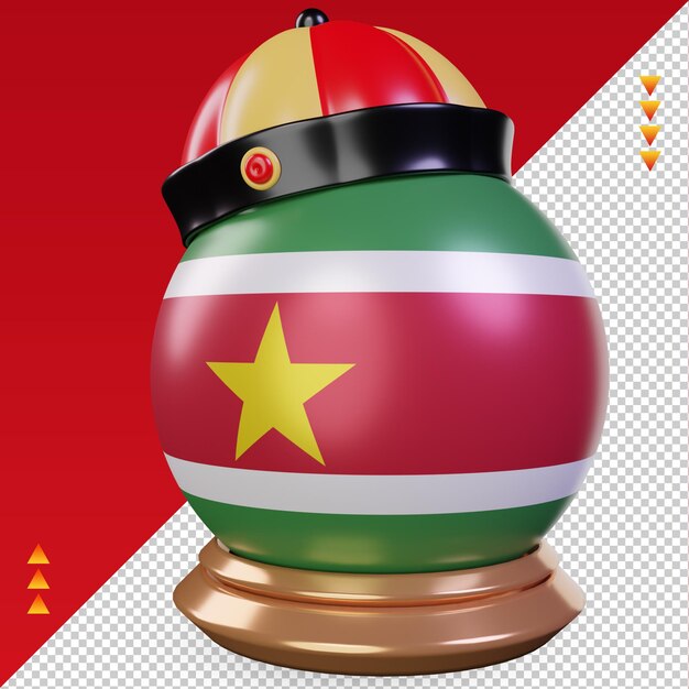 PSD 3d capodanno cinese bandiera del suriname rendering vista giusta