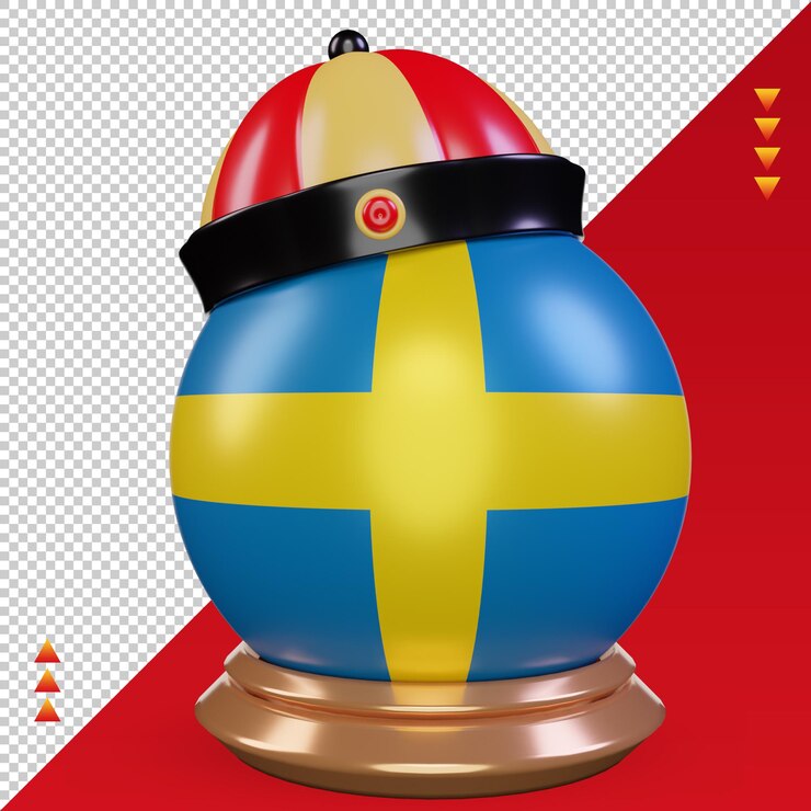PSD 3d chinese newyear sweden flag rendering front view