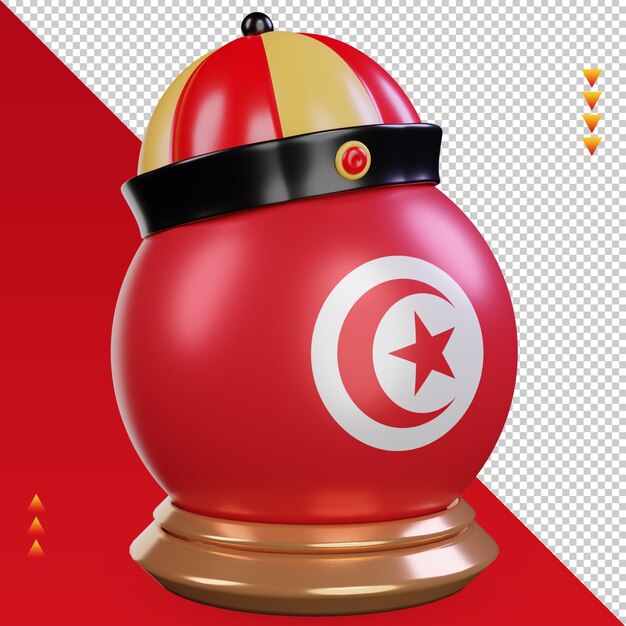 PSD 3d capodanno cinese bandiera tunisia rendering vista a sinistra