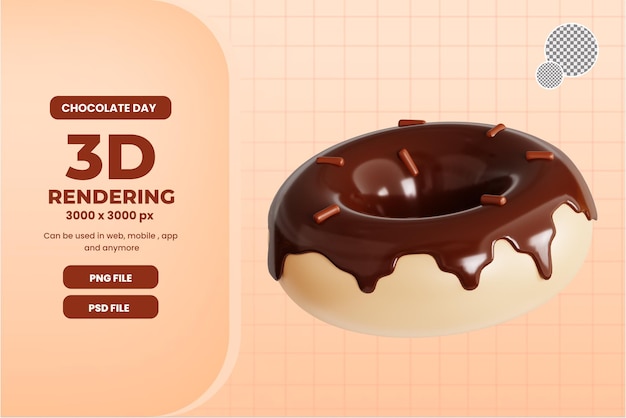 PSD 3d chocolade donut object illustratie premium psd