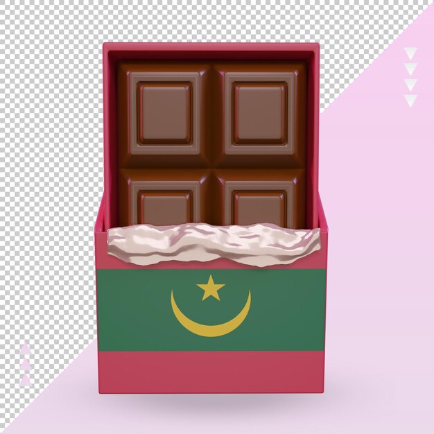 3d-chocolade mauritanië vlag rendering vooraanzicht