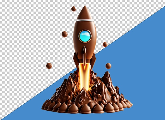 PSD 3d chocolade raket op bedrijfsconcept png
