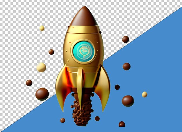 3d chocolade raket op bedrijfsconcept png