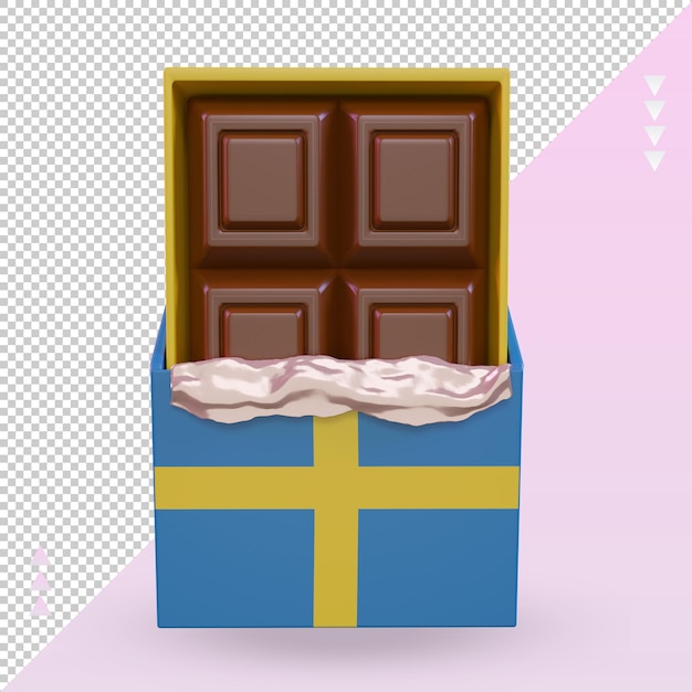 3d chocolade zweden vlag rendering vooraanzicht