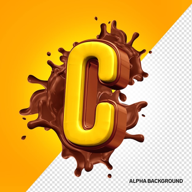 3d chocolate alphabet letter c